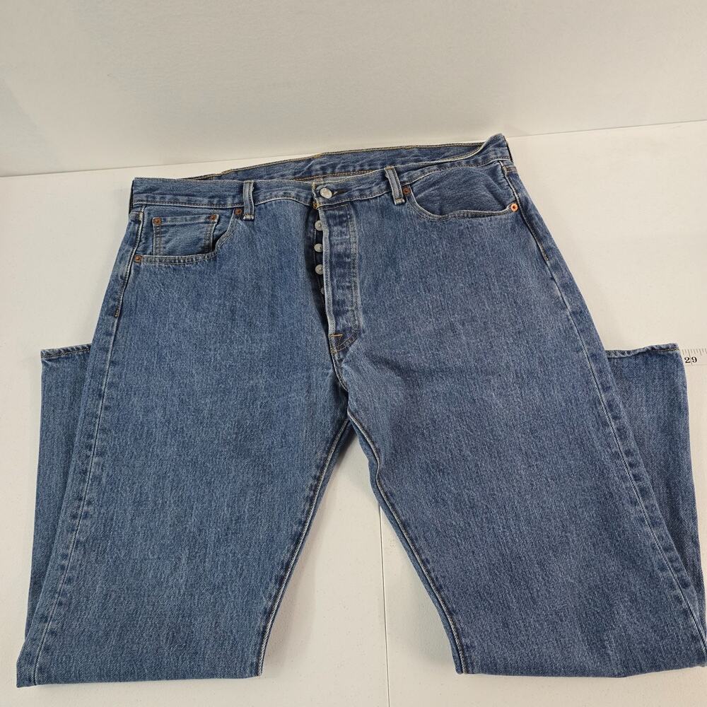 Levi's 501 button fly jeans blue denim 40x30 light wash‎ 6118